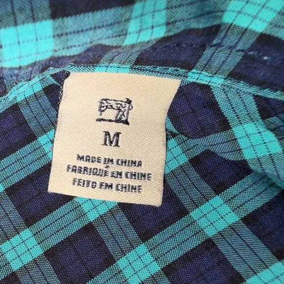Scotch & Soda Luxury Garment Men’s Plaid Button Down Shirt Size M - Teal & Navy - Picture 8 of 13